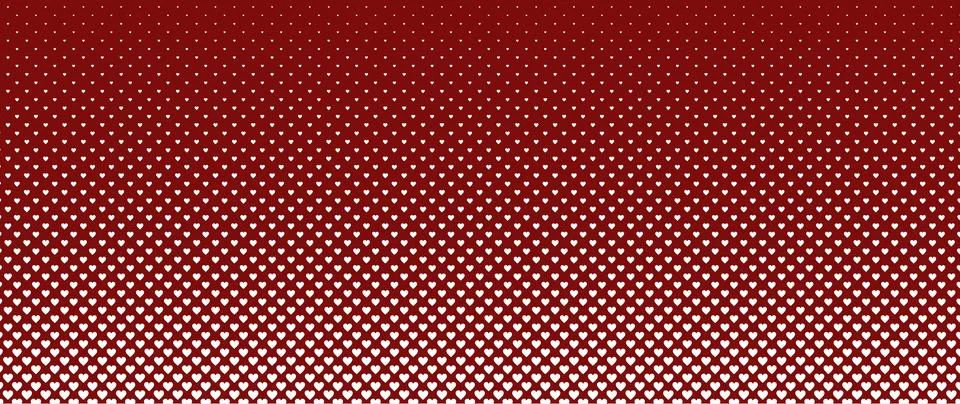 Blended white heart  on red for pattern and background, halftone effect. Illustrazione stock