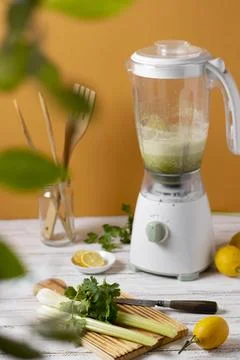 The blender celery arrangement for kitchen Stock Photos