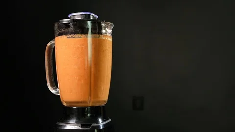 Blender chops vegetables for gazpacho. Stock Footage 112264298