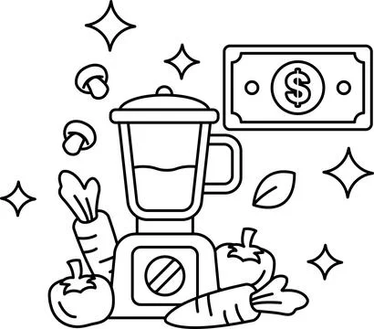 A blender with a dollar bill on top of it Stock Illustration