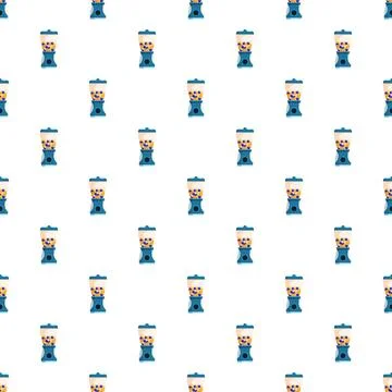 Blender with fruit creating seamless cooking pattern Stock Illustration