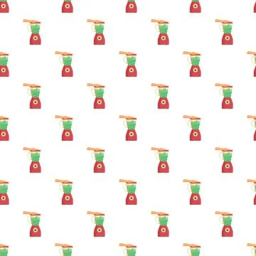 Blender with green juice seamless pattern background Stock Illustration