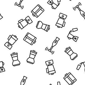 Blender Kitchen Tool Vector Seamless Pattern Stock Illustration