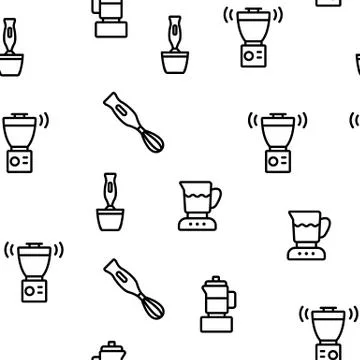 Blender Kitchen Tool Vector Seamless Pattern Stock Illustration