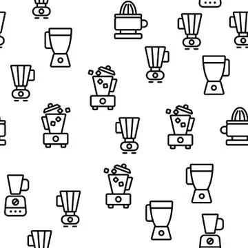 Blender Kitchen Tool Vector Seamless Pattern Stock Illustration