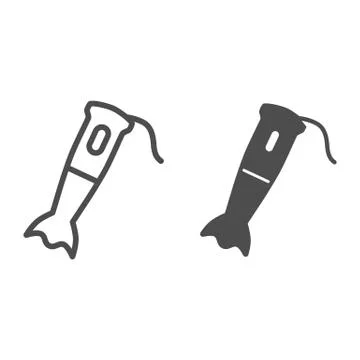 Blender line and solid icon, Kitchen appliances concept, hand blender sign on Illustrazione stock
