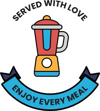 A blender is shown with a ribbon around it that says "enjoy every meal" Stock Illustration