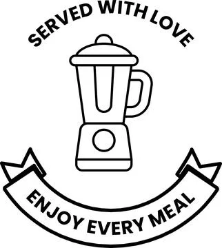 A blender is shown with a ribbon around it that says "enjoy every meal" Stock Illustration