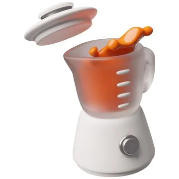 Blender with smoothies splashes 3D plastic style vector icon, stand food mixer Stock Illustration