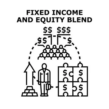 Blending fixed income and equity investment portfolio strategy Stock Illustration