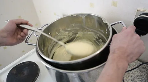 Blending Hot Melted Soap Mass During The Prosess Of Soap-Boiling Video stock 63176365