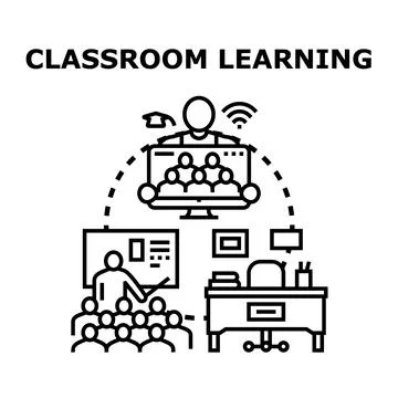 Blending in person and online learning environments Stock Illustration