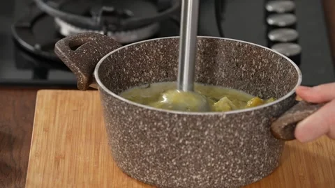 Blending soup with blender Stock Footage 183568298