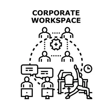 Blending teamwork, communication and well being in corporate workspace Illustrazione stock