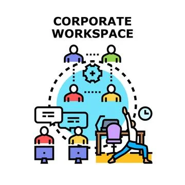 Blending teamwork, communication and well being in corporate workspace Ilustración de archivo