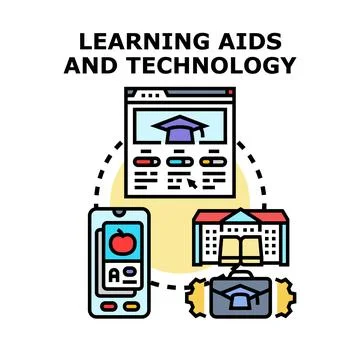 Blending technology and traditional learning for education Stock Illustration