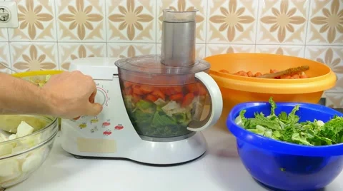 Blending vegetables in blender Stock Footage 68043661
