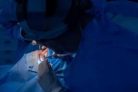 Blepharoplasty, plastic surgery to correct eye deformities. removal of fat .. Stock Photos