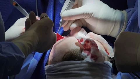 Blepharoplasty, plastic surgery operation for correcting defects, deformities 動画素材 204743791