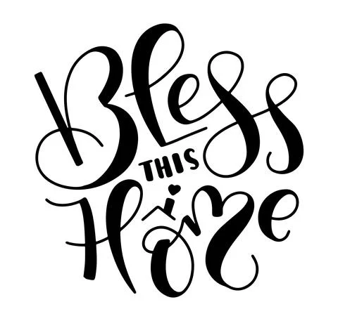 Bless this home, black lettering - Vector illustration Illustrazione stock