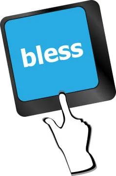 Bless text on computer keyboard key - business concept Illustrazione stock