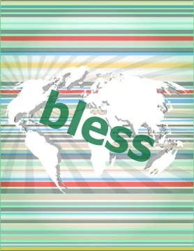 Bless text on digital touch screen - business concept. concept of citation, i Stock Illustration