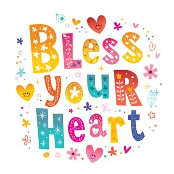 Bless your heart unique type lettering text Stock Illustration