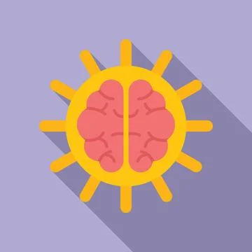 Blessed brain icon flat vector. Spiritual practice Stock Illustration