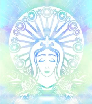 Blessed virgin mary portrait Illustrazione stock