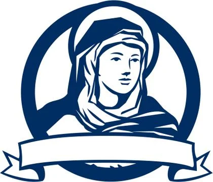 Blessed Virgin Mary Scroll Retro Stock Illustration