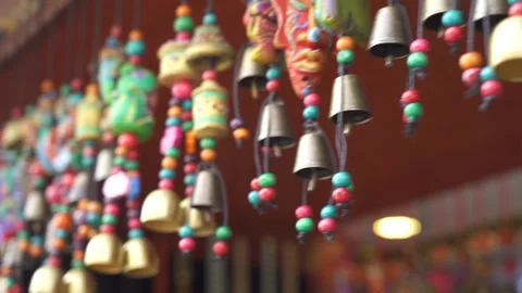 Blessed wind chimes, Lhasa, Tibet Stock Footage 304844614