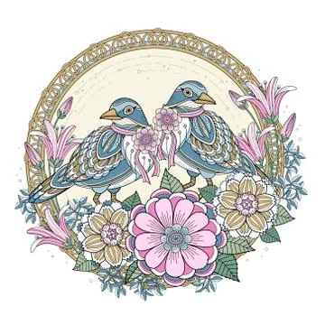 Blessing bird coloring page Stock Illustration