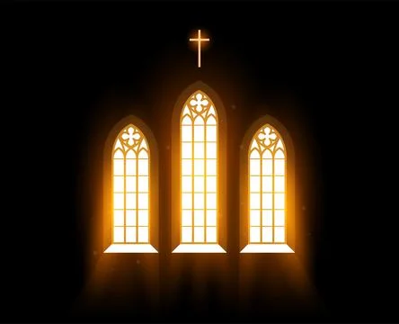 Blessing light flows through church window, morning radiance via stained-glas Stock-Illustration