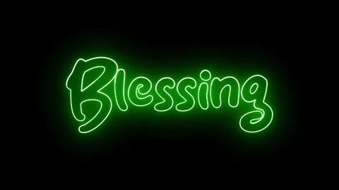 'Blessing' text animation with neon glow line. Stock Footage 282576964