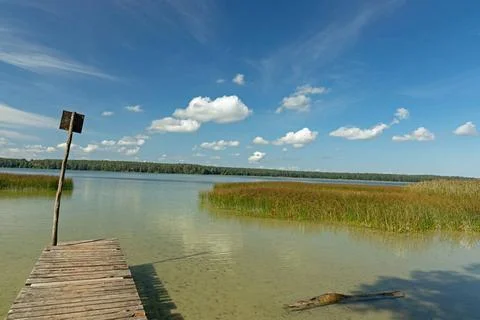 Blick über den Mokre See bei Krutyn in Polen Blick über den Mokre See bei . Stock Photos