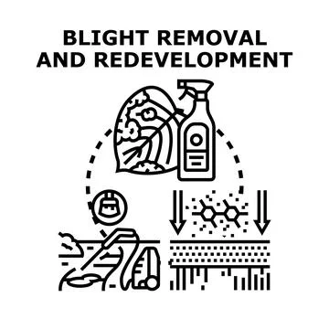 Blight removal and redevelopment process icon concept Stock Illustration