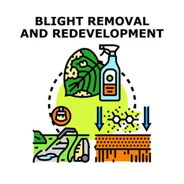 Blight removal and redevelopment process icon concept Stock Illustration