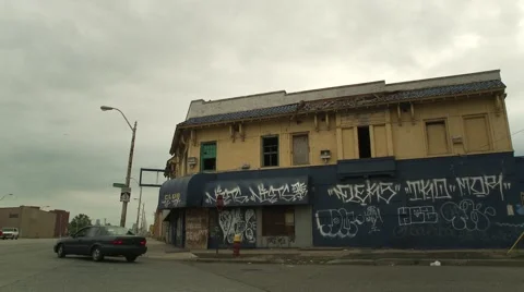 Blighted Building off Gratiot Stock Footage 67449719