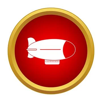 Blimp airship flying icon symbol in red circle Illustrazione stock