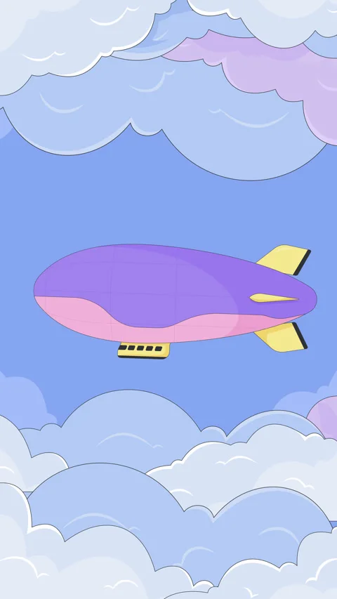 Blimp floating through dreamy sky lofi vertical animation Stock Footage 320062708