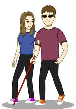 Blind and wife Walking Stock Illustration