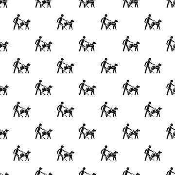 Blind boy dog guide pattern seamless 스톡 일러스트