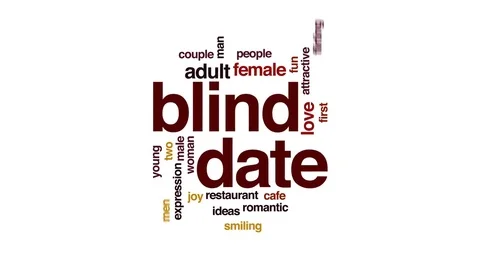 Blind date animated word cloud, text design animation. Kinetic typography. 스톡 동영상 75895036