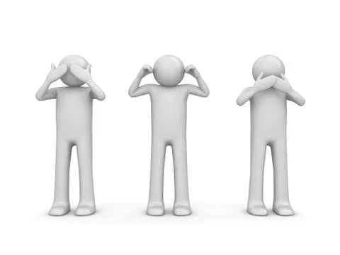 Blind, deaf and dumb (3d isolated characters on white background series) Illustrazione stock
