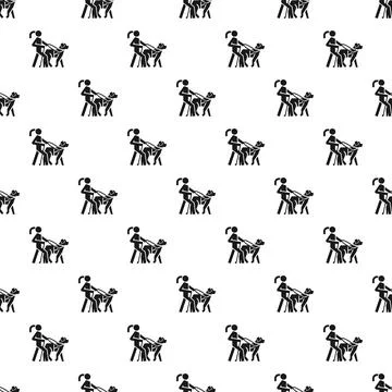 Blind girl dog guide pattern seamless 스톡 일러스트