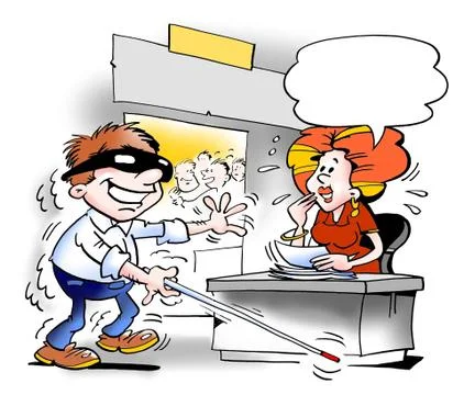 Blind man arrives to WorkShop Stock Illustration