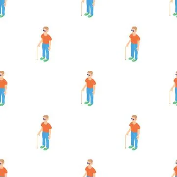 Blind man with a cane pattern seamless vector 库存插图