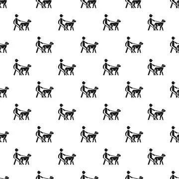 Blind man dog pet pattern seamless 스톡 일러스트