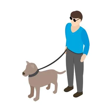 Blind man with guide dog icon, isometric 3d style Stock Illustration
