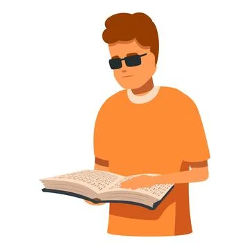 Blind man reading braille book, enjoying literature and knowledge Stock Illustration